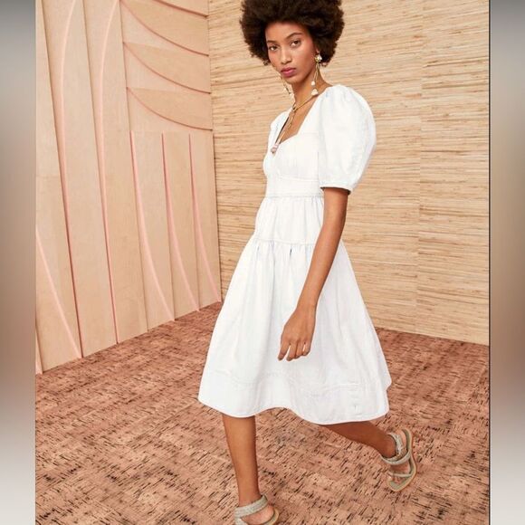 NWT Ulla Johnson Ames MIDI Cotton Dress Whitewash- Size 0 - Picture 16 of 16